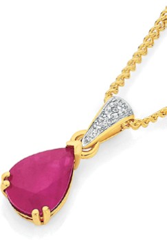 9ct+Gold+Natural+Ruby+%26amp%3B+Diamond+Pendant