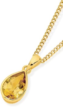 9ct+Gold+Citrine+Bezel+Pendant