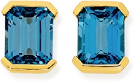 9ct+Gold+London+Blue+Topaz+Stud+Earrings