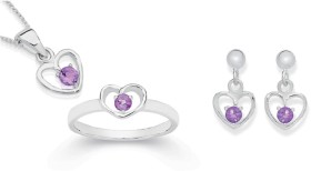 Sterling+Silver+Amethyst+Open+Heart+Set+of+3