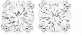 Sterling+Silver+6.5mm+Cubic+Zirconia+4+Double+Claw+Stud+Earrings