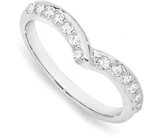 Sterling+Silver+Cubic+Zirconia+V-Shape+Band