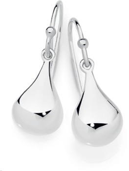 Sterling+Silver+Wide+Pear+Hook+Earrings