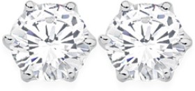 Sterling+Silver+7mm+Cubic+Zirconia+Studs+in+Elegant+6+Claw+Setting