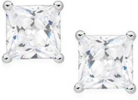 Sterling-Silver-5mm-Princess-Cut-Cubic-Zirconia-Studs-Earrings on sale