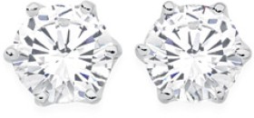 Sterling+Silver+5mm+Cubic+Zirconia+Studs+in+Elegant+6+Claw+Setting