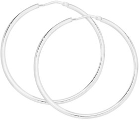 Sterling+Silver+2X60mm+Gypsy+Hoop+Earrings