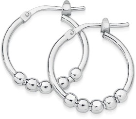 Sterling+Silver+15mm+5+Ball+Fine+Hoop+Earrings