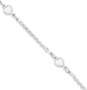 Sterling+Silver+19cm+Hearts+Bracelet