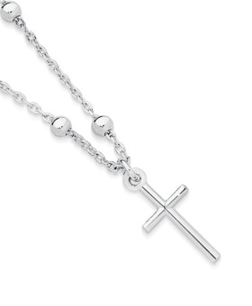 Sterling+Silver+Cross+w%2F+Bead+Bracelet