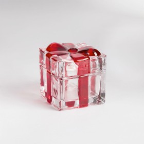 Christmas-Present-with-Bow-Glass-Decoration-by-Habitat on sale