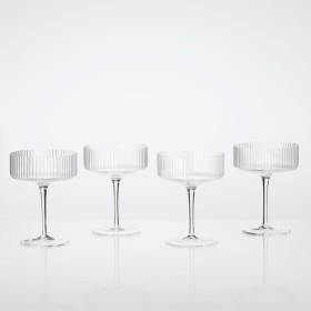 Mila-Ribbed-Cocktail-Coupe-Crystal-Glass-Set-of-4-by-MUSE on sale