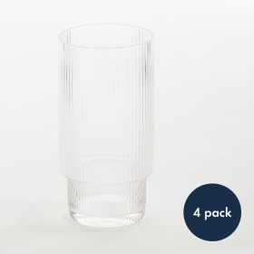 Mila-Ribbed-Clear-Highball-Glasses-Set-of-4-by-MUSE on sale