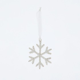 Beaded-Silver-Snowflake-Christmas-Decoration-by-Habitat on sale