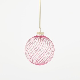 Holiday-Glitter-Dark-Pink-Stripe-Christmas-Bauble-by-Habitat on sale