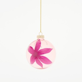 Flora-Glass-Dark-Pink-Christmas-Decoration-by-Habitat on sale