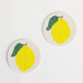 Lemon-Beaded-Coaster-2-Pack-by-Habitat on sale