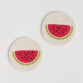 Watermelon+Beaded+Coaster+2+Pack+by+Habitat