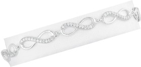 Sterling+Silver+19cm+Cubic+Zirconia+Set+Infinity+Link+Bracelet