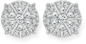 9ct+Gold+Diamond+Sparkle+Cluster+Stud+Earrings