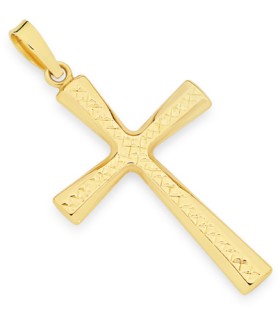 9ct+Gold+Diamond-Cut+Cross+Pendant