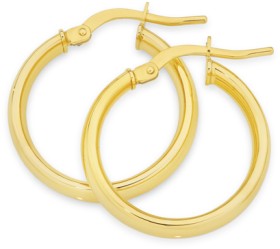 9ct-Gold-4x15mm-Polished-Hoop-Earrings on sale