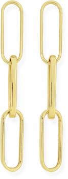 9ct+Gold+Triple+Paperclip+Drop+Earrings