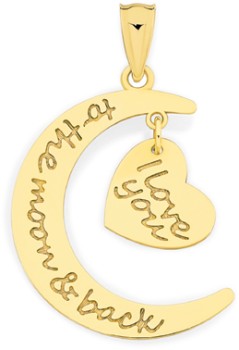 9ct-Gold-Moon-and-Heart-Pendant on sale