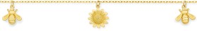 9ct+Gold+19cm+Sunflower+%26amp%3B+Bee+Trace+Bracelet