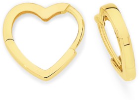 9ct+Gold+Polished+Offset+Huggie+Earrings