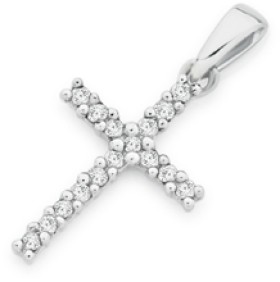 9ct-White-Gold-Diamond-Small-Cross-Pendant on sale