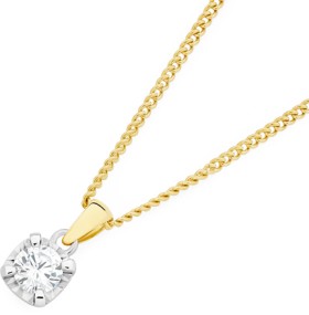 Alora+10ct+Two+Tone+Gold+1%2F3+Carat+Lab+Grown+Diamond+Solitaire+Pendant