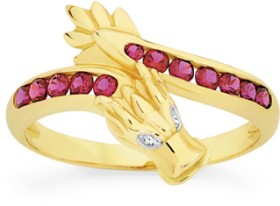 9ct+Gold+Created+Ruby+%26amp%3B+Diamond+Ring