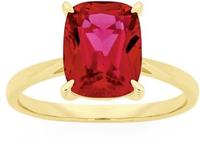 9ct-Gold-Created-Ruby-Claw-Ring on sale