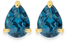 9ct+Gold+London+Blue+Topaz+Stud+Earrings