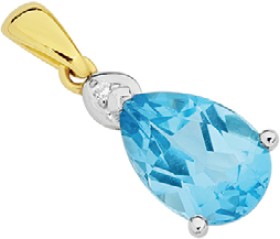 9ct+Gold+Blue+Topaz+%26amp%3B+Diamond+Pear+Grace+Pendant