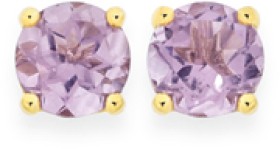 9ct+Gold+Amethyst+Round+Brilliant+Cut+Stud+Earrings