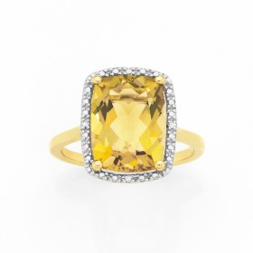 Manhattan-G-Cocktail-Ring-Collection-9ct-Gold-Honey-Quartz-Long-Cushion-Shape-Ring on sale