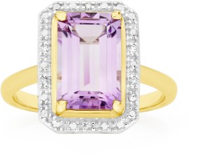 Manhattan+G+Cocktail+Ring+Collection+-+9ct+Gold+Pink+Amethyst+%26amp%3B+Diamond+Ring