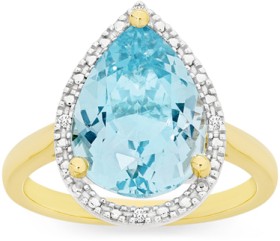 Manhattan+G+Cocktail+Ring+Collection-+9ct+Gold+Sky+Blue+Topaz+Pear+Shape+Ring