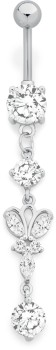 Sterling+Silver+%26amp%3B+Stainless+Steel+Cubic+Zirconia+Butterfly+Drop+Belly+Bar