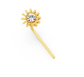 9ct+Gold+Crystal+Daisy+Nose+Stud