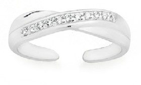 Sterling+Silver+Cubic+Zirconia+Crossover+Toe+Ring