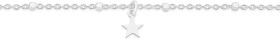 Sterling+Silver+25%2B2cm+Beaded+Multi+Stars+Trace+Anklet