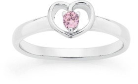 Sterling+Silver+Childs+Pink+Cubic+Zirconia+Heart+Ring