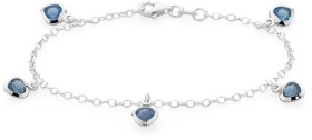 Sterling+Silver+17cm+Blue+Crystal+Heart+Charm+Braceler