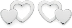 Sterling+Silver+Double+Heart+Stud+Earrings