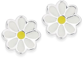 Sterling-Silver-Yellow-White-Enamel-Daisy-Stud-Earrings on sale