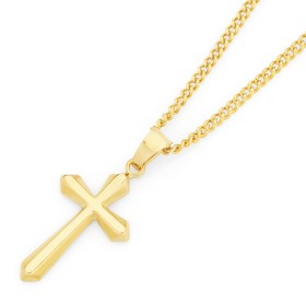 9ct-Gold-16mm-Fluted-Cross-Pendant on sale