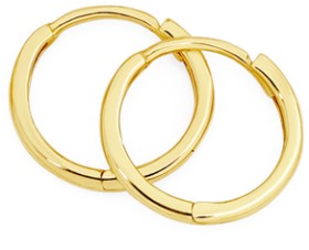 9ct+Gold+1.5x9mm+Fine+Polished+Huggie+Earrings